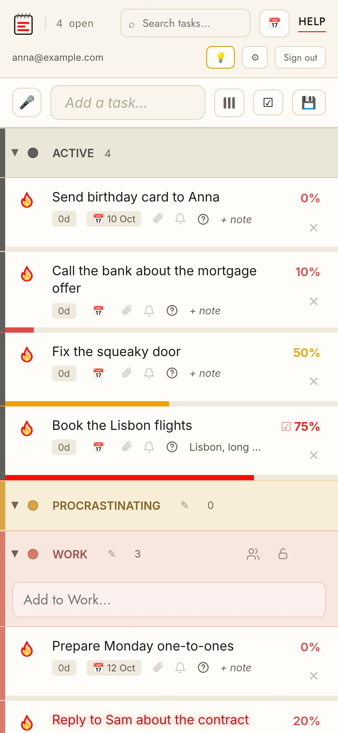 TasksPage on a phone: the same one-page to-do list, installable as an app